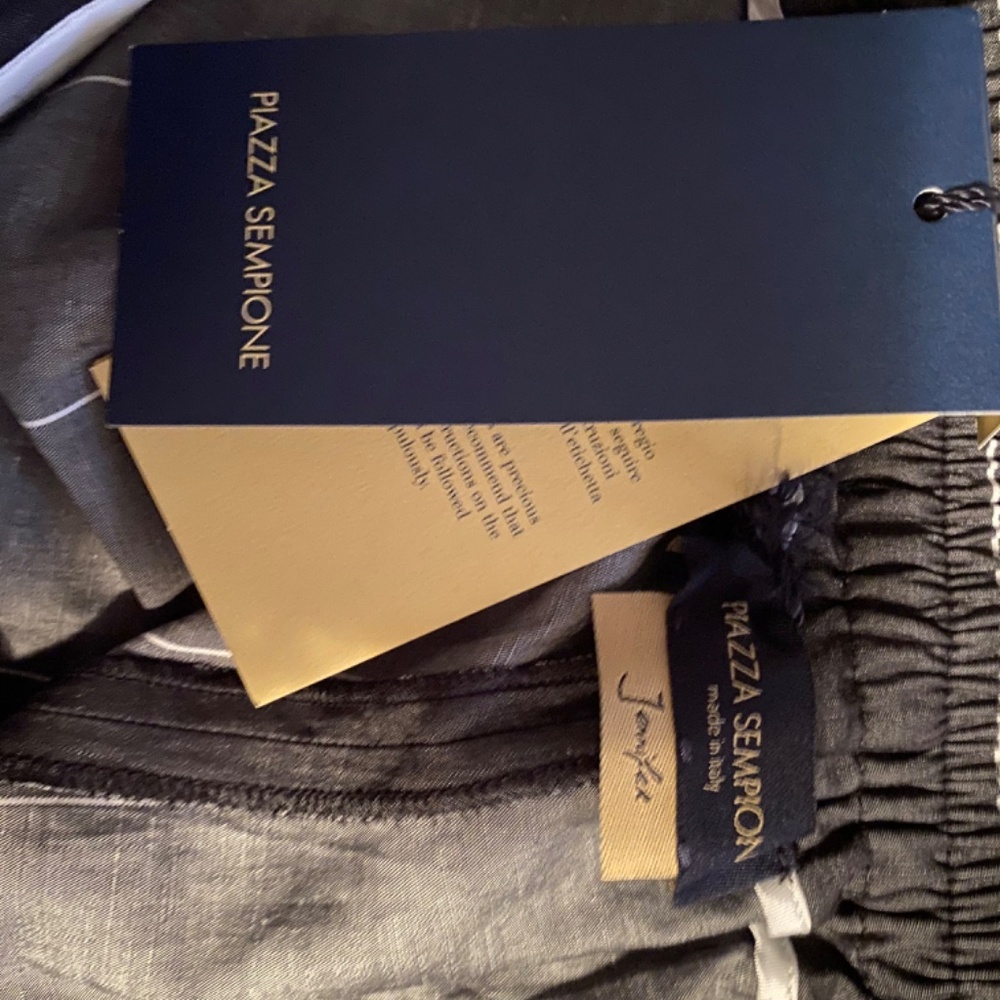 Piazza Sempione NWT Cotton Linen Pinstripe Pants, Size 46 US 10 - Picture 2 of 5